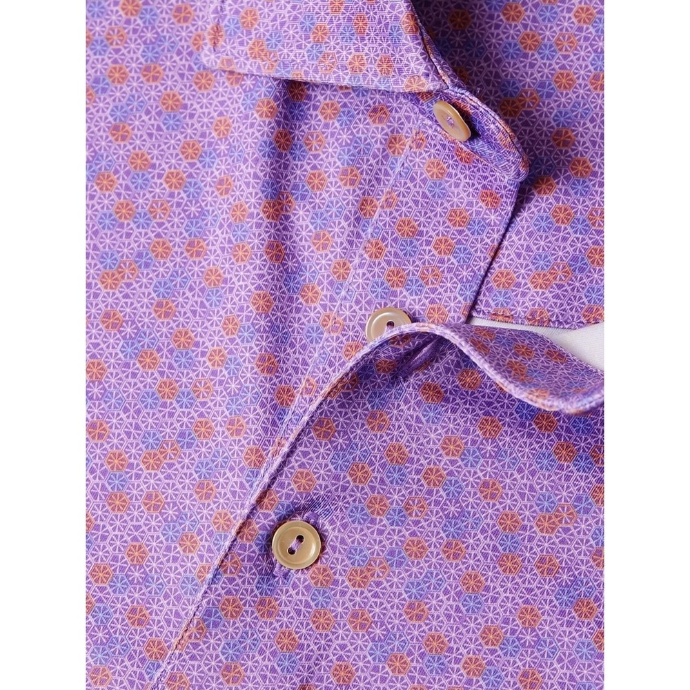 Peter Millar Summer Comfort Geometric Mens XL Citrus Smash Purple Dragonfly Golf